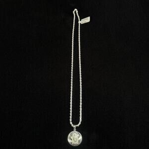 Sterling Silver925 Our Lady of Guadalupe San Judas Reversible Pendant Rope Chain